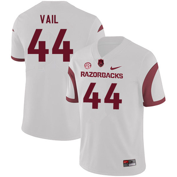 Men #44 Cameron Vail Arkansas Razorbacks College Football Jerseys Sale-White - Click Image to Close